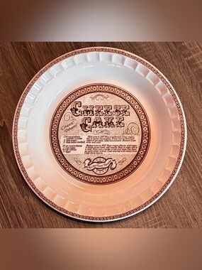 Vintage 1983 Royal China Jeannette 11" Cheese Cake Recipe Pie Plate Baking Dish
